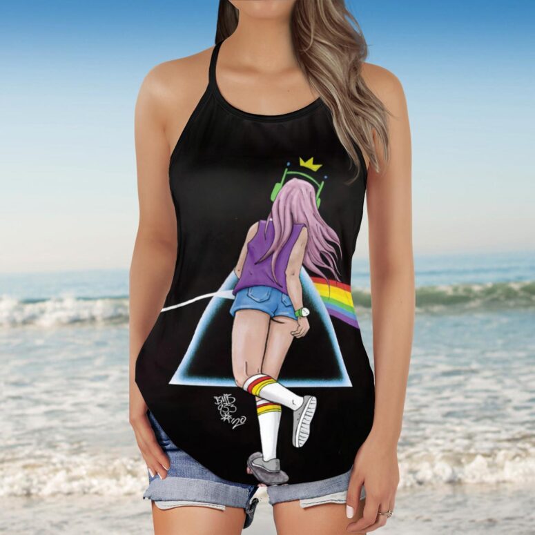 On the way to the dark side Pink Floyd Criss Cross Tank Top On the way to the dark side Pink Floyd Criss Cross Tank Top