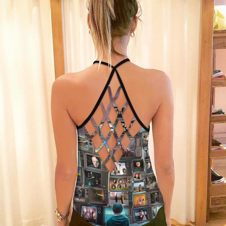 Boy Watching Pink Floyd Show Criss Cross Tank Top Boy Watching Pink Floyd Show Criss Cross Tank Top