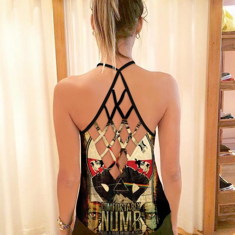 Comfortably Numb Hello Is there anybody in there Pink Floyd Criss Cross Tank Top