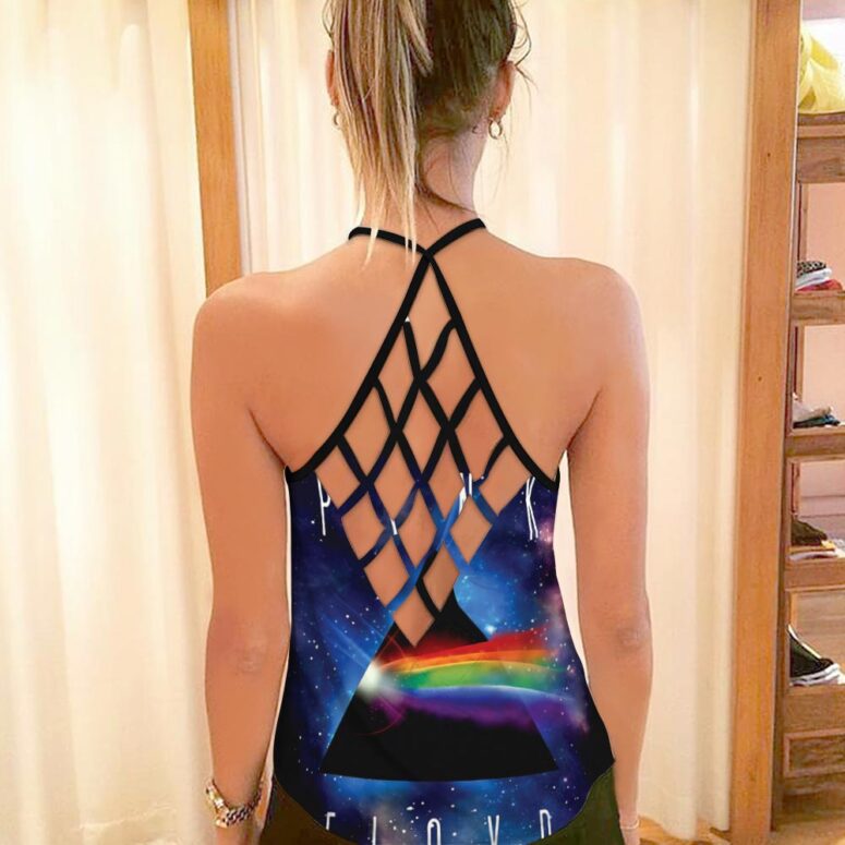 Cosmic Dark Side Of The Moon Pink Floyd Criss Cross Tank Top Cosmic Dark Side Of The Moon Pink Floyd Criss Cross Tank Top