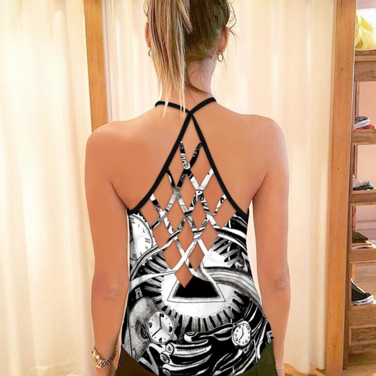 DSOTM Hand Draw Art Pink Floyd Criss Cross Tank Top
