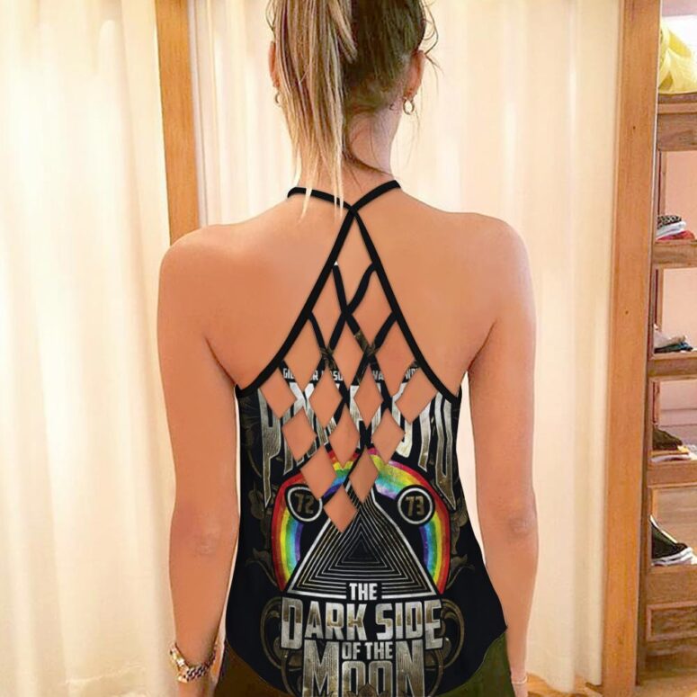 Dark Side Of The Moon 1972 1973 Pink Floyd Poster Criss Cross Tank Top