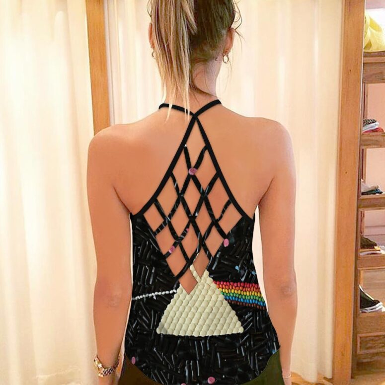 Dark Side Of The Moon Candy Pink Floyd Criss Cross Tank Top Dark Side Of The Moon Candy Pink Floyd Criss Cross Tank Top