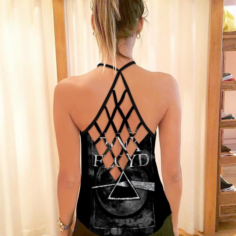 Dark Side Of The Moon Hand Drawing Art Pink Floyd Criss Cross Tank Top Dark Side Of The Moon Hand Drawing Art Pink Floyd Criss Cross Tank Top