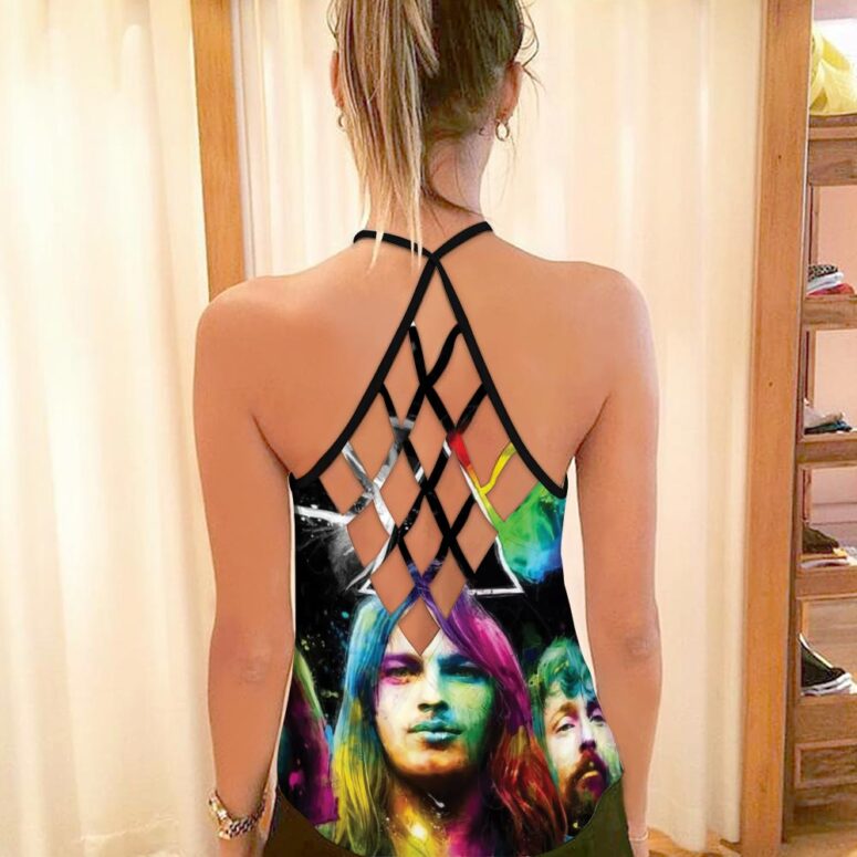 Dark Side Of The Moon Pink Floyd Band Criss Cross Tank Top Dark Side Of The Moon Pink Floyd Band Criss Cross Tank Top