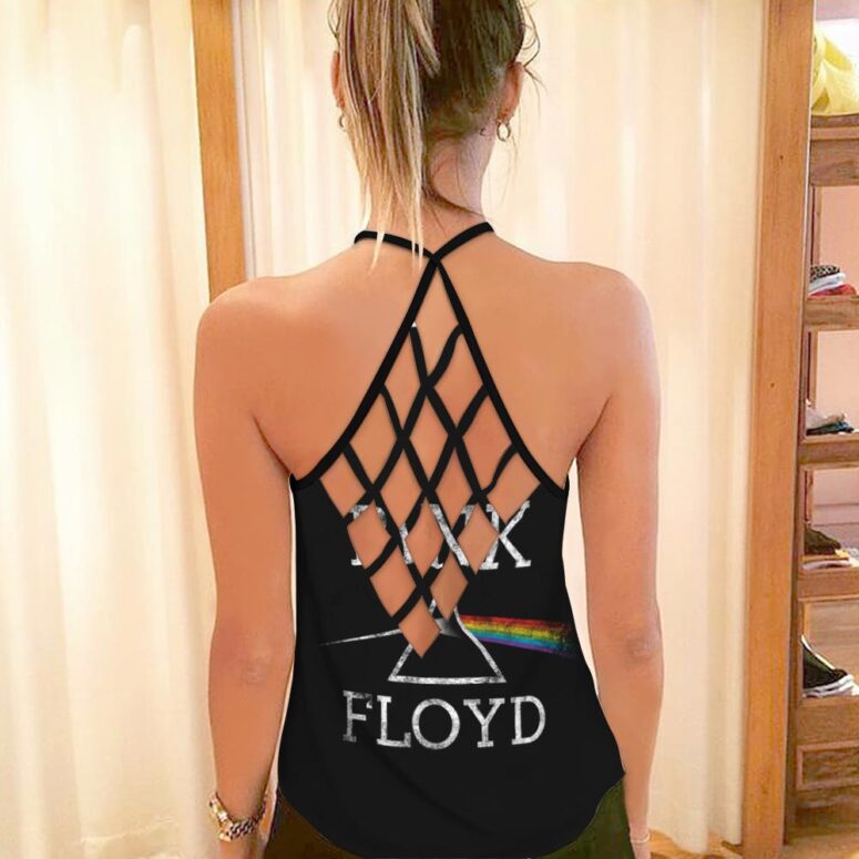 Dark Side Of The Moon Distressed Pink Floyd Criss Cross Tank Top Dark Side Of The Moon Distressed Pink Floyd Criss Cross Tank Top