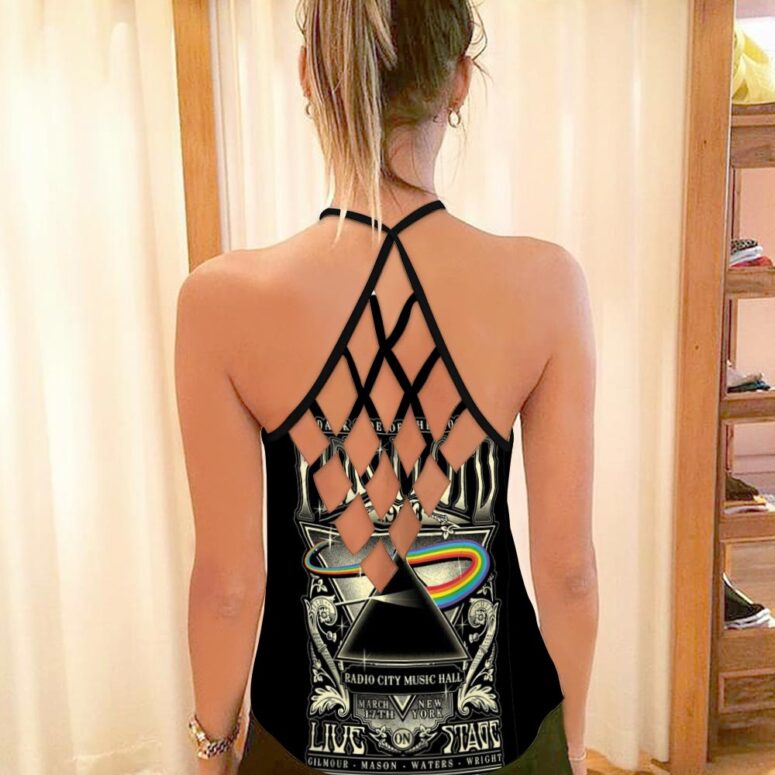 Dark Side of The Moon Tour 1973 Radio City Music Hall Concert New York Pink Floyd Criss Cross Tank Top Dark Side of The Moon Tour 1973 Radio City Music Hall Concert New York Pink Floyd Criss Cross Tank Top
