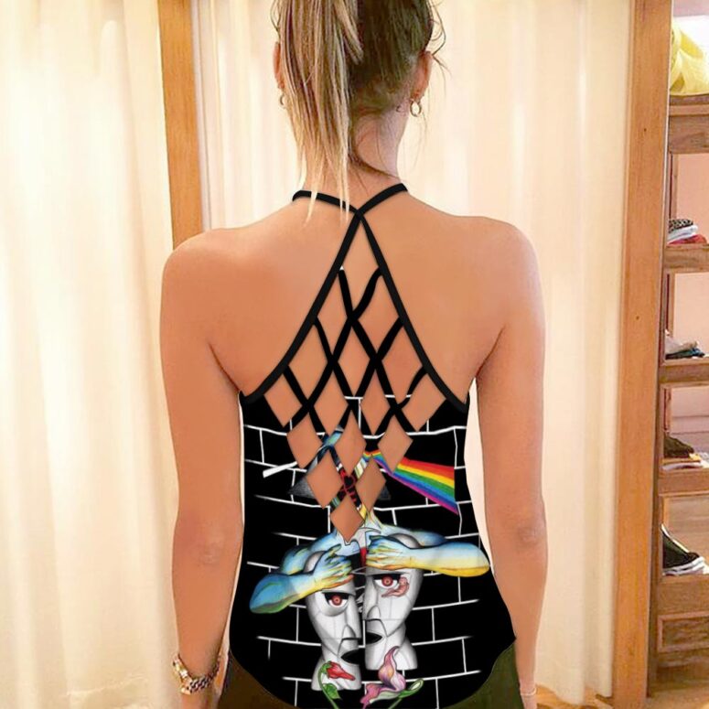 Division Bell Meets The Dark Side Of The Wall Pink Floyd Criss Cross Tank Top