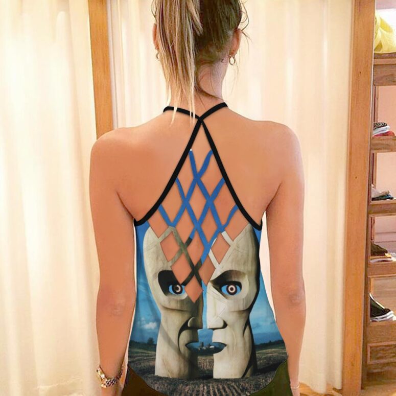 Division Bell Stone Headsz Pink Floyd Criss Cross Tank Top