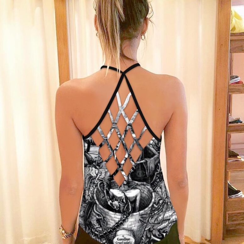 Essence of the Wall Pink Floyd Criss Cross Tank Top