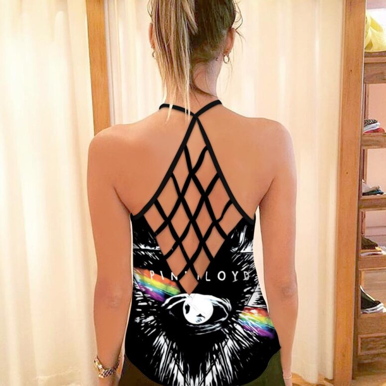 Flare Eyes Pink Floyd Criss Cross Tank Top