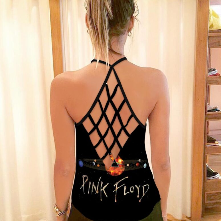 GALAXY Dark Side Of The Moon Pink Floyd Criss Cross Tank Top