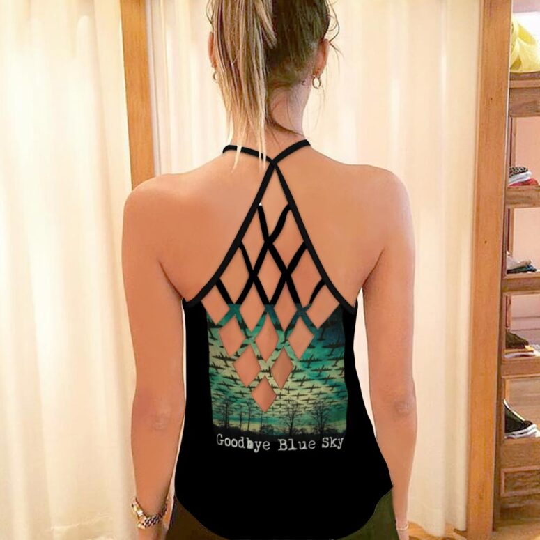 Goodbye Blue Sky Pink Floyd Criss Cross Tank Top Goodbye Blue Sky Pink Floyd Criss Cross Tank Top