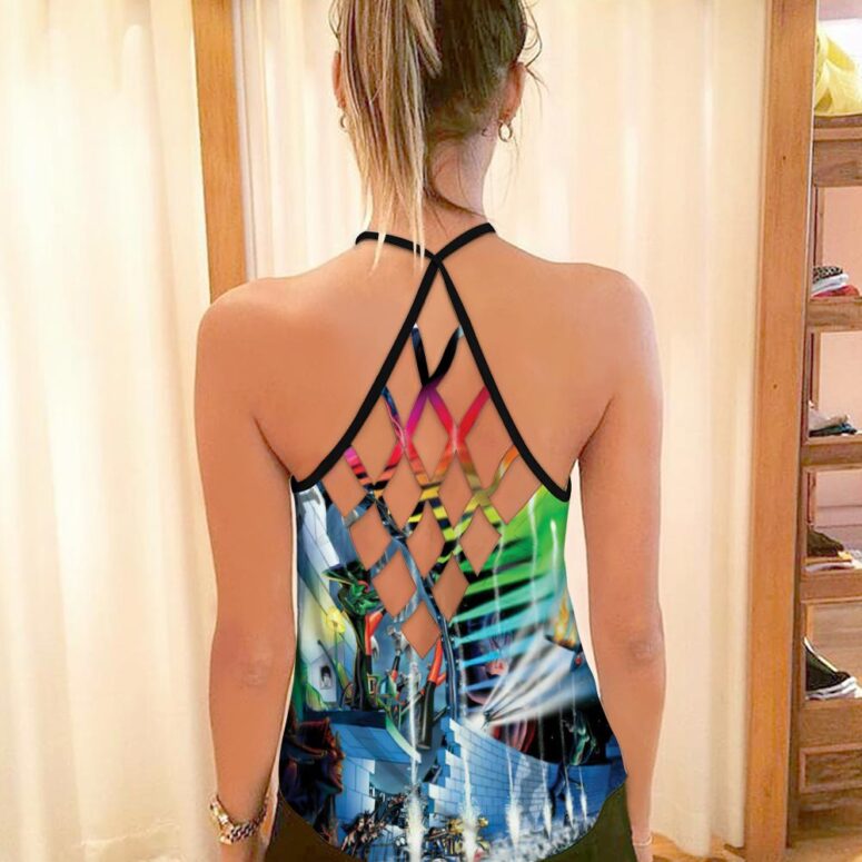 Interestellar Show Pink Floyd Colorful Criss Cross Tank Top