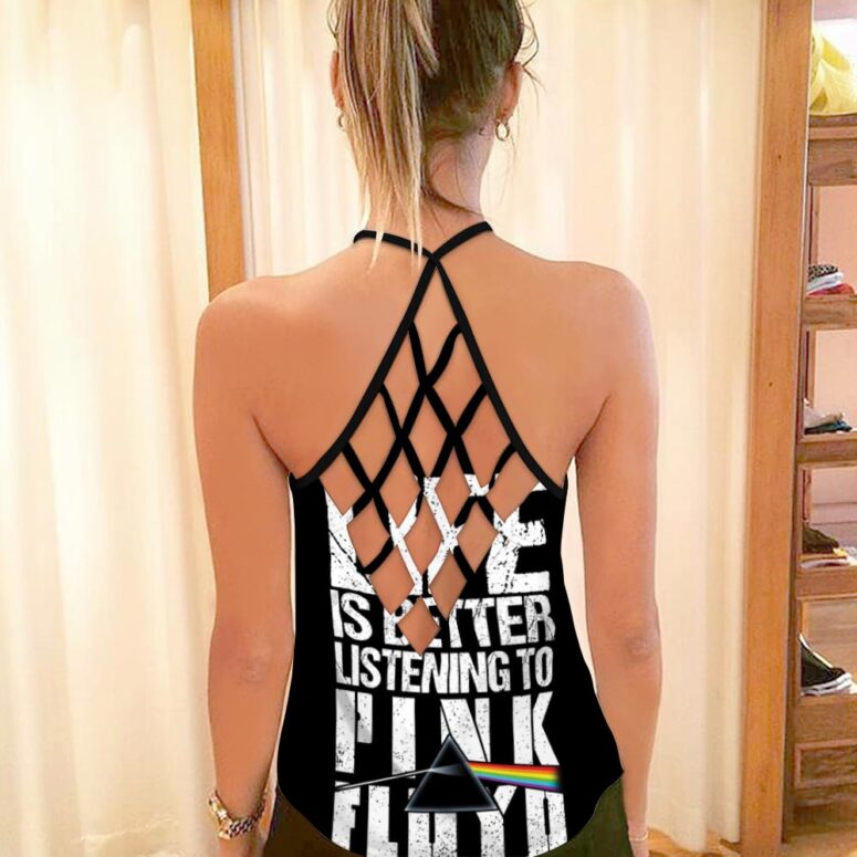 Life is better listening to Pink Floyd Criss Cross Tank Top