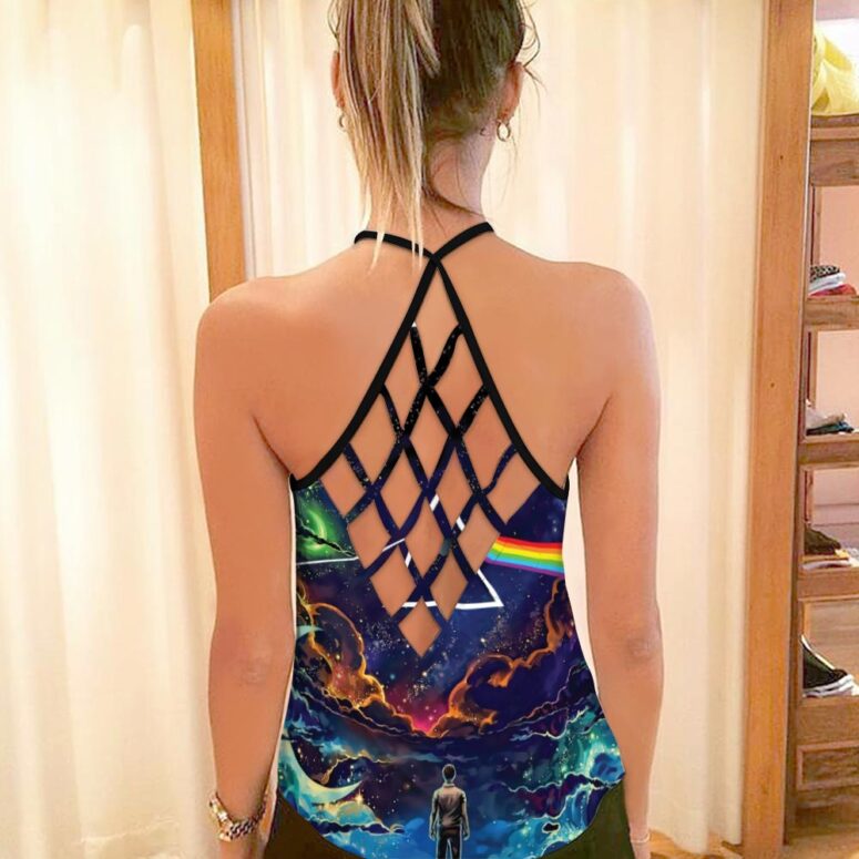 Looking For Dark Side Of The Moon Pink Floyd Criss Cross Tank Top