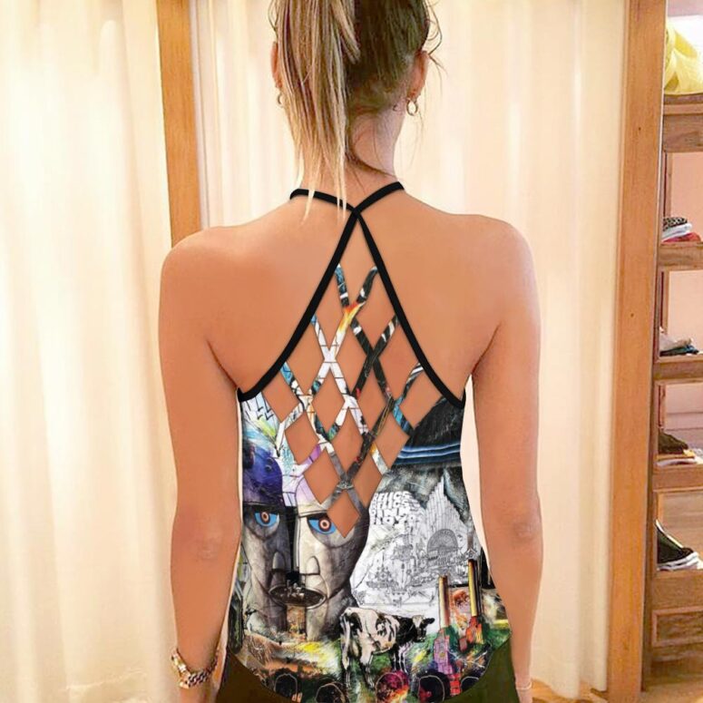 Pink Floyd Psychedelic Rock Album Cover Criss Cross Tank Top Pink Floyd Psychedelic Rock Album Cover Criss Cross Tank Top