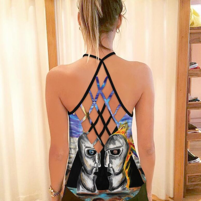 Pink Floyd Album Cover Drawing Art Criss Cross Tank Top