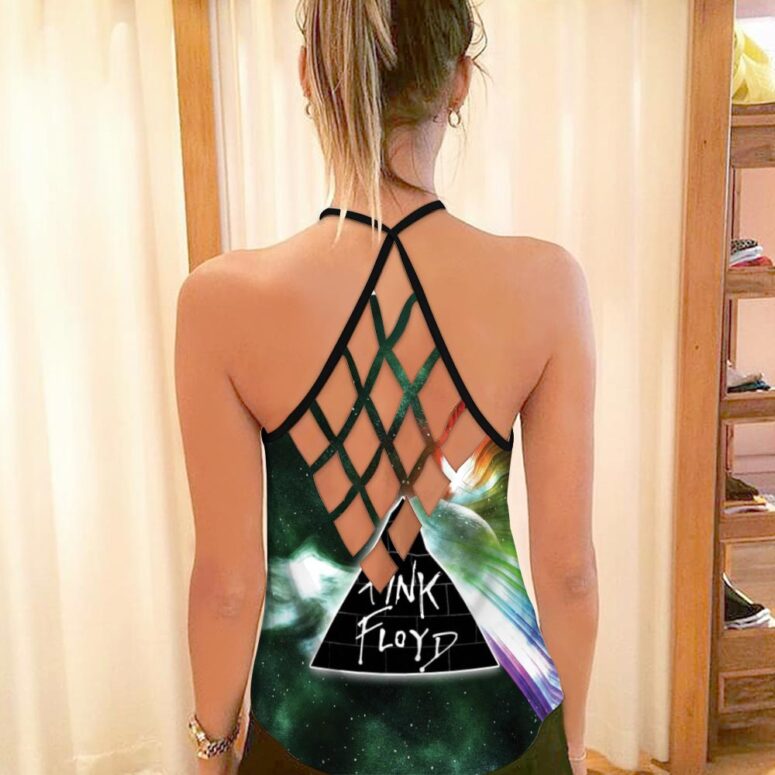 Dark Side Of Moon Galaxy Green Pink Floyd Criss Cross Tank Top Dark Side Of Moon Galaxy Green Pink Floyd Criss Cross Tank Top