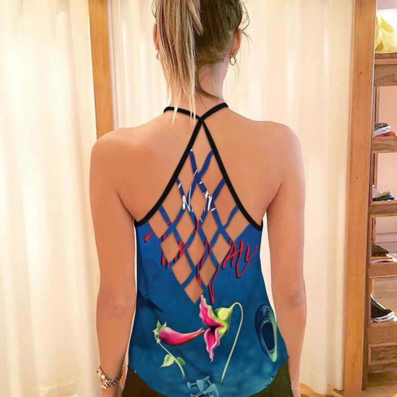 The Wall Hammer Flower Screaming Face Pink Floyd Criss Cross Tank Top The Wall Hammer Flower Screaming Face Pink Floyd Criss Cross Tank Top