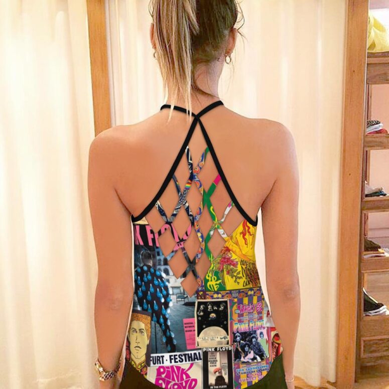 Pink Floyd Vintage Rock Concert Criss Cross Tank Top Pink Floyd Vintage Rock Concert Criss Cross Tank Top