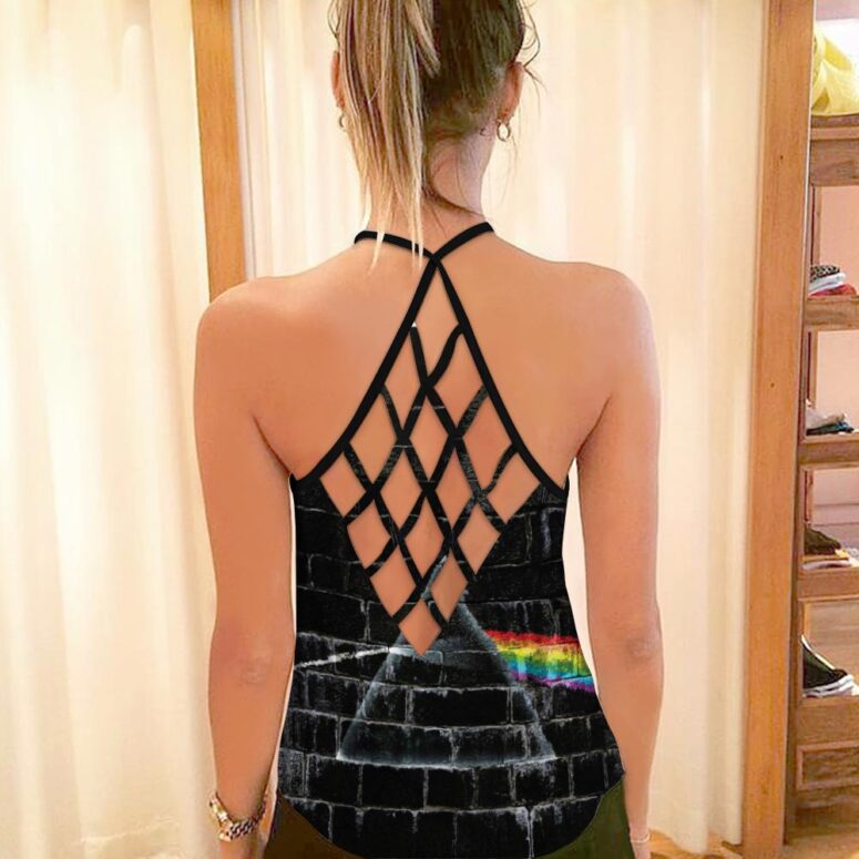 The Dark Side Of The Moon In The Wall Art Pink Floyd Criss Cross Tank Top