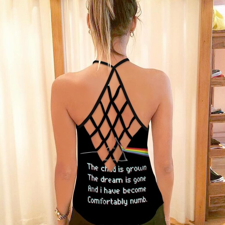 The child is grown The dream is gone I have become comfortably numb Pink Floyd Criss Cross Tank Top The child is grown The dream is gone I have become comfortably numb Pink Floyd Criss Cross Tank Top