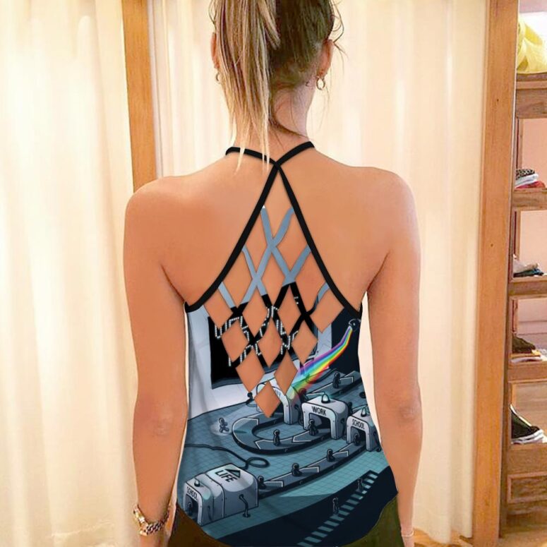 Welcome To The Machine Pink Floyd Criss Cross Tank Top
