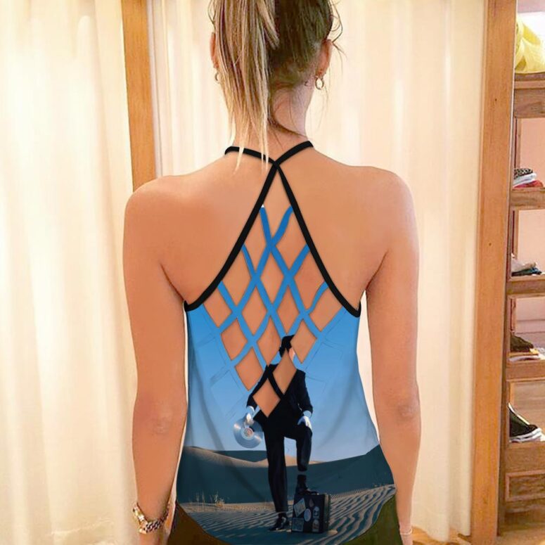 Wish You Were Here Desert Man in Bowler Pink Floyd Criss Cross Tank Top