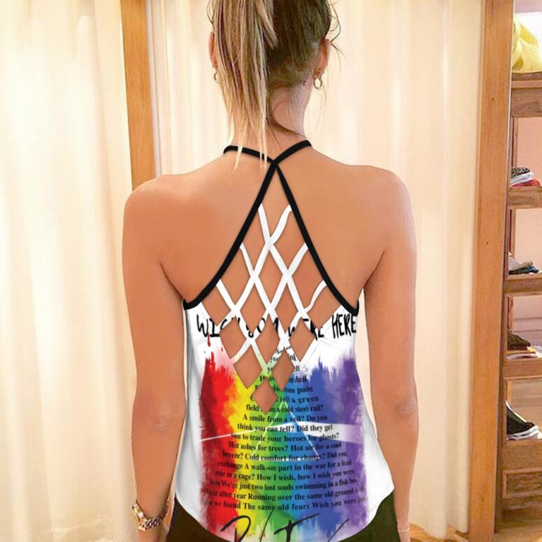 Wish You were here lyric Art Pink Floyd Criss Cross Tank Top