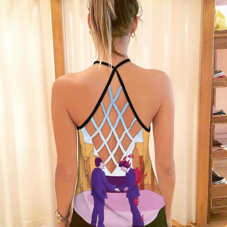 Wish you were here Art Pink Floyd Criss Cross Tank Top Wish you were here Art Pink Floyd Criss Cross Tank Top