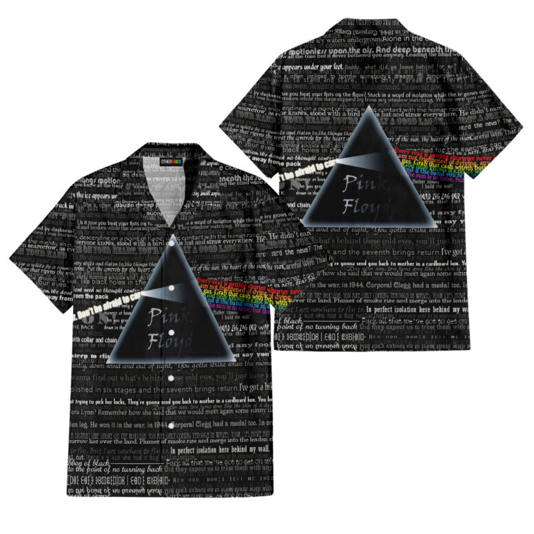 Pink Floyd Lyric Collage Prism Vintage Hawaiian Shirt