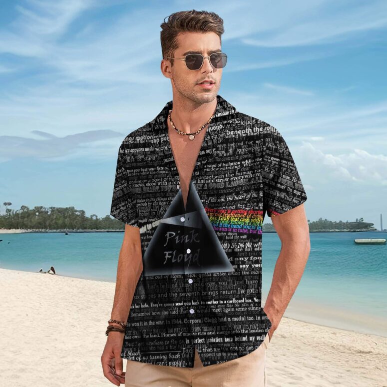 Pink Floyd Lyric Collage Prism Vintage Hawaiian Shirt