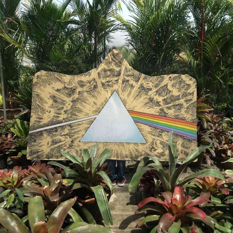Dark Side Of The Moon Cartoon Style Pink Floyd Hooded Blanket