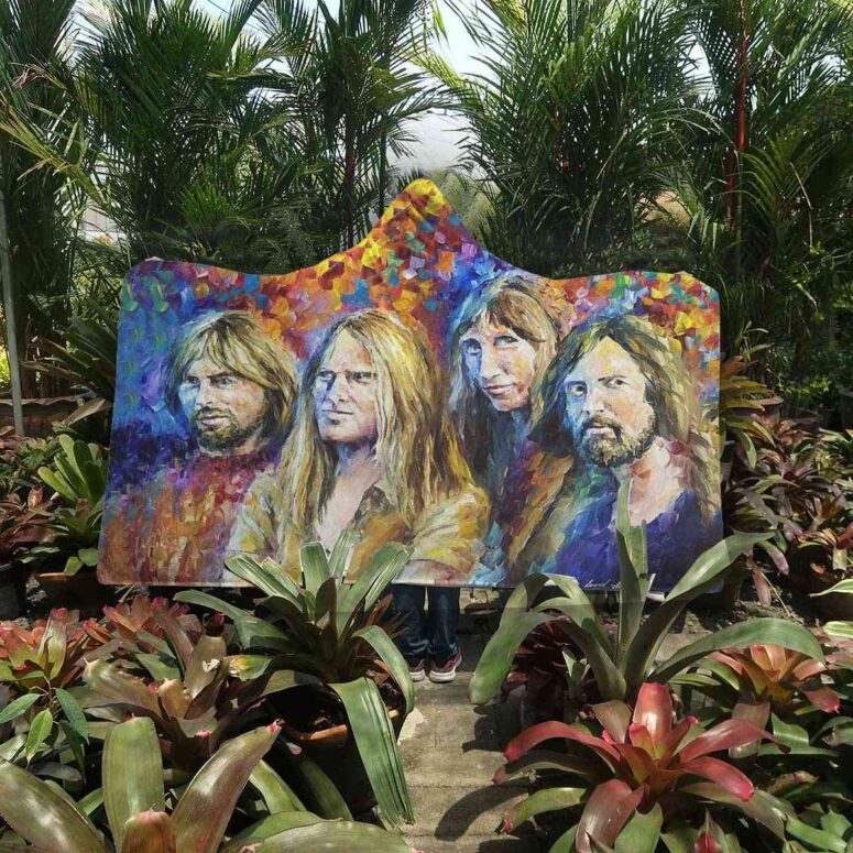 Pink Floyd Members Water Color Art Hooded Blanket Pink Floyd Members Water Color Art Hooded Blanket