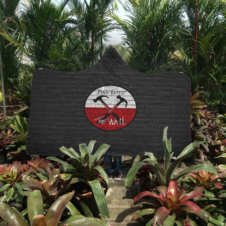 Pink Floyd The Wall Emblem on Brick Background Hooded Blanket Pink Floyd The Wall Emblem on Brick Background Hooded Blanket