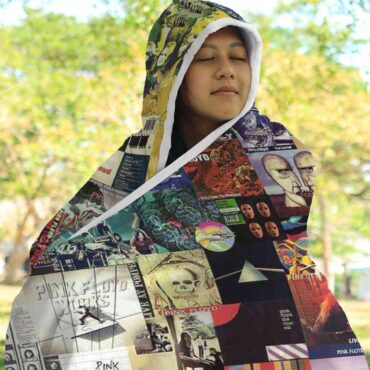 Pink Floyd Albums Collage Hooded Blanket Pink Floyd Albums Collage Hooded Blanket