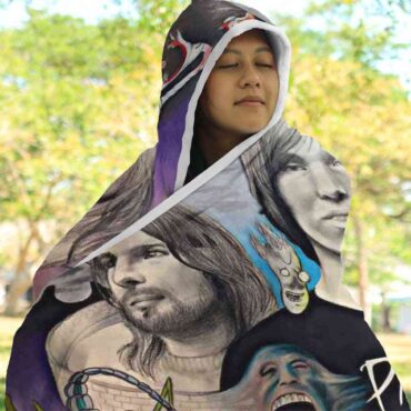 Pink Floyd Drawing Fan Art Hooded Blanket Pink Floyd Drawing Fan Art Hooded Blanket