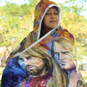 Pink Floyd Members Water Color Art Hooded Blanket