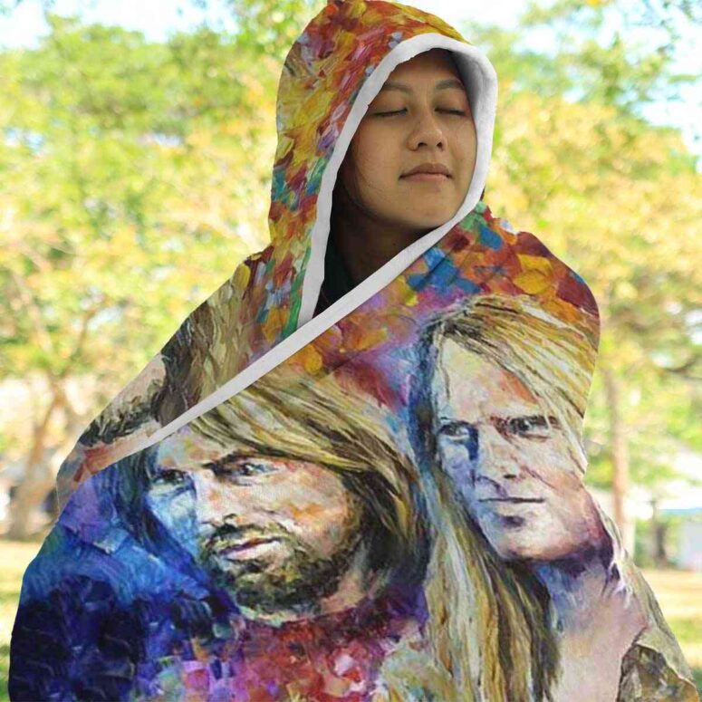 Pink Floyd Members Water Color Art Hooded Blanket Pink Floyd Members Water Color Art Hooded Blanket