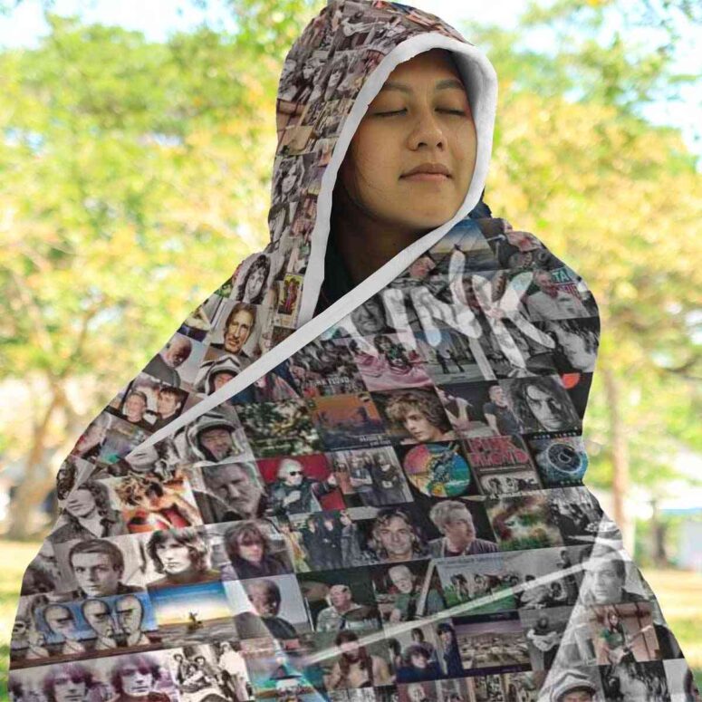 Pink Floyd Photo Mosaic Print Art of All Things Hooded Blanket Pink Floyd Photo Mosaic Print Art of All Things Hooded Blanket