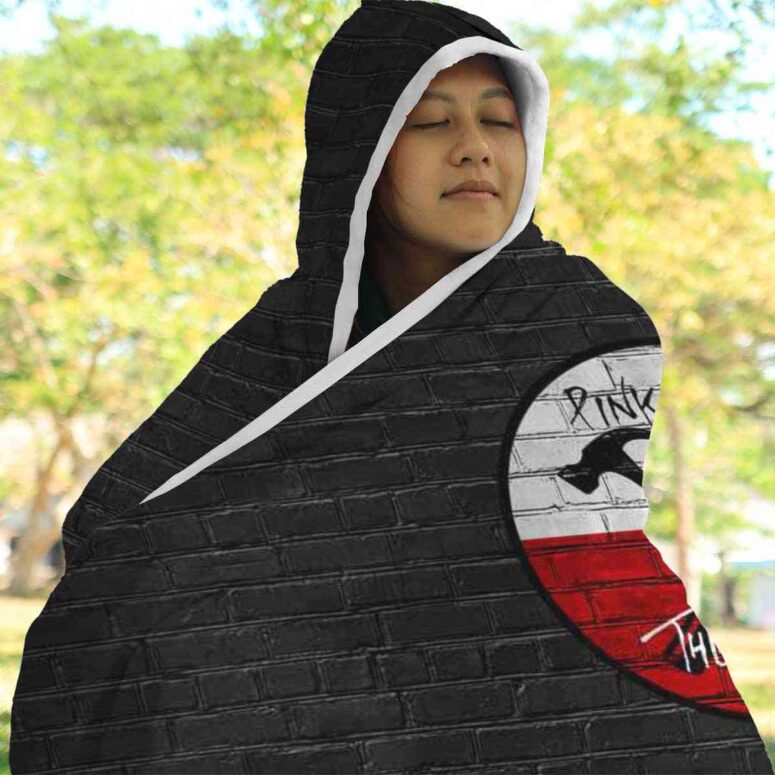 Pink Floyd The Wall Emblem on Brick Background Hooded Blanket Pink Floyd The Wall Emblem on Brick Background Hooded Blanket