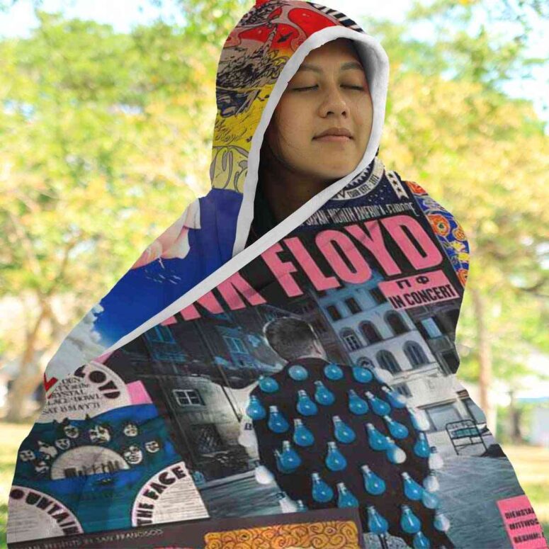 Pink Floyd Vintage Rock Concert Hooded Blanket