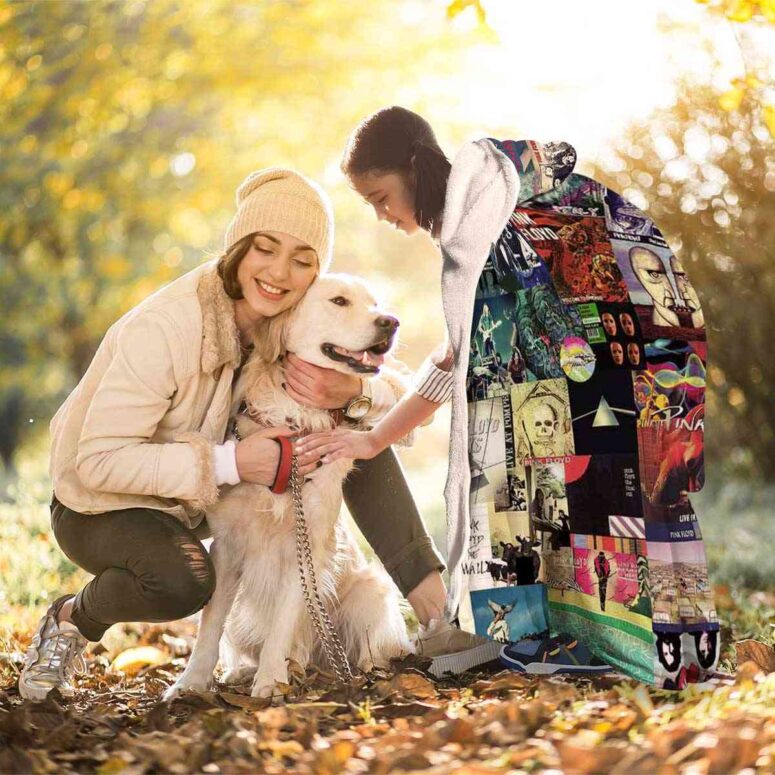 Pink Floyd Albums Collage Hooded Blanket