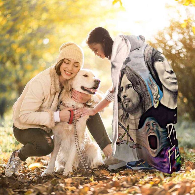 Pink Floyd Drawing Fan Art Hooded Blanket