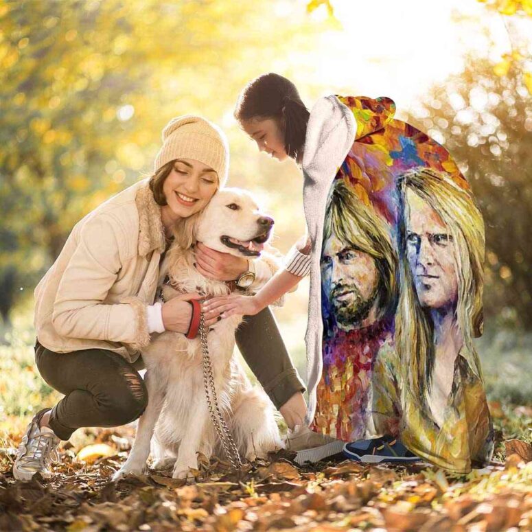Pink Floyd Members Water Color Art Hooded Blanket Pink Floyd Members Water Color Art Hooded Blanket