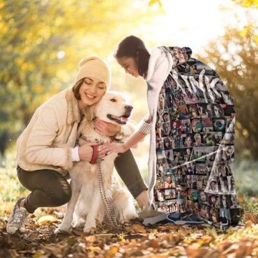 Pink Floyd Photo Mosaic Print Art of All Things Hooded Blanket