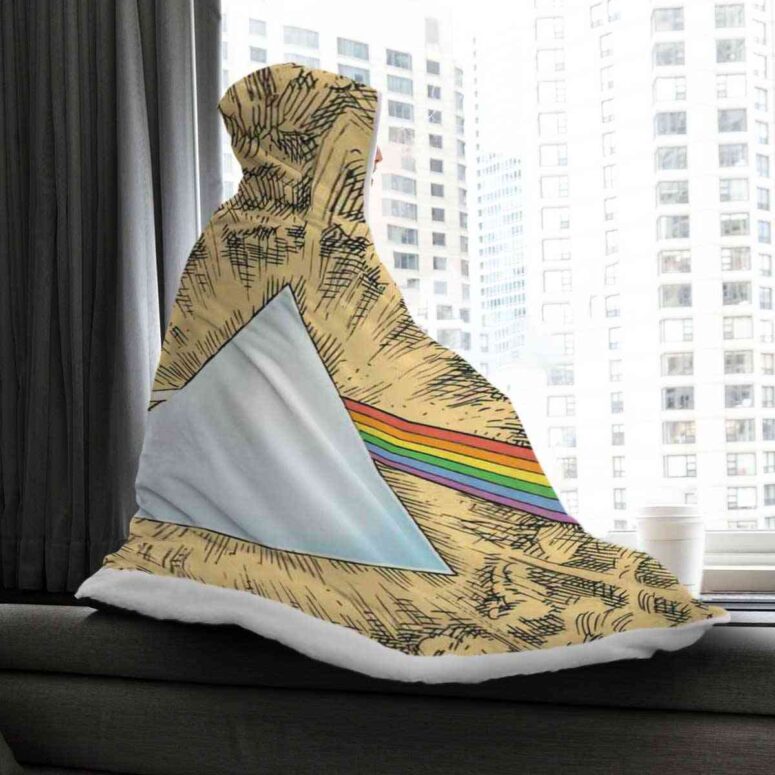 Dark Side Of The Moon Cartoon Style Pink Floyd Hooded Blanket