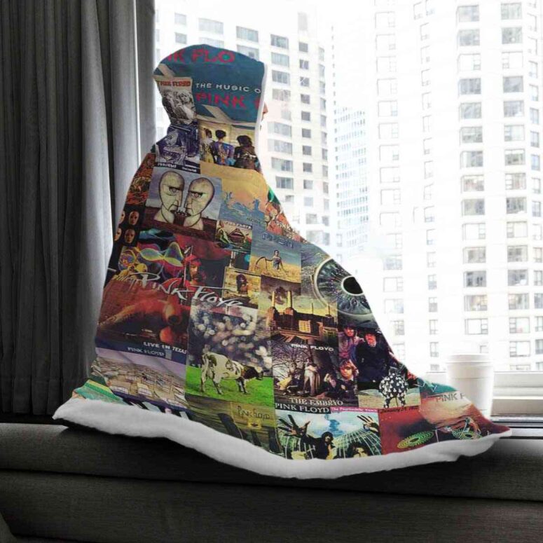 Pink Floyd Albums Collage Hooded Blanket