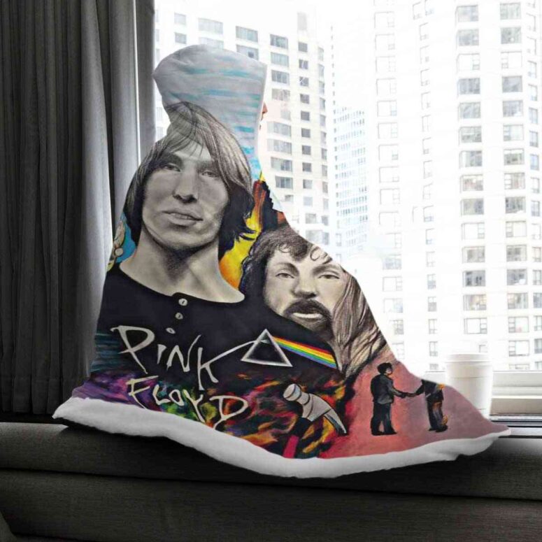 Pink Floyd Drawing Fan Art Hooded Blanket